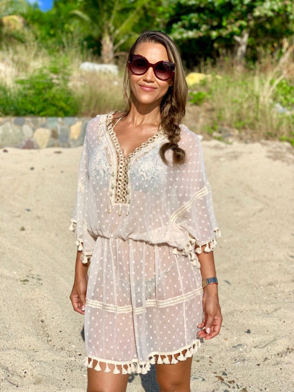 Shell Embellished  Short Tunic Wholesale