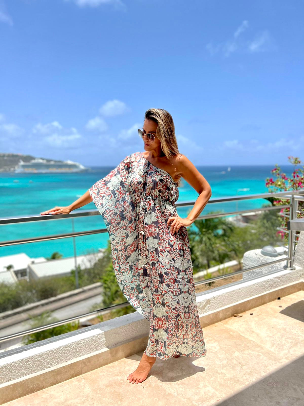 One Shoulder Long Kaftan with High Slit Wholesale